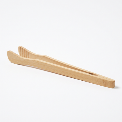Set of 2 | Premium Natural Bamboo Kitchen Serving & Cooking Tongs | 18 cm (DZ)