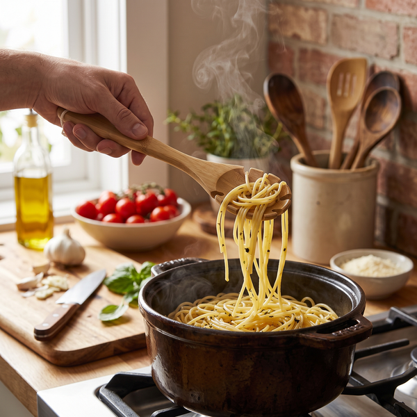 Premium Natural Bamboo Pasta Server Spoon | 33 × 6.5 cm (DZ)