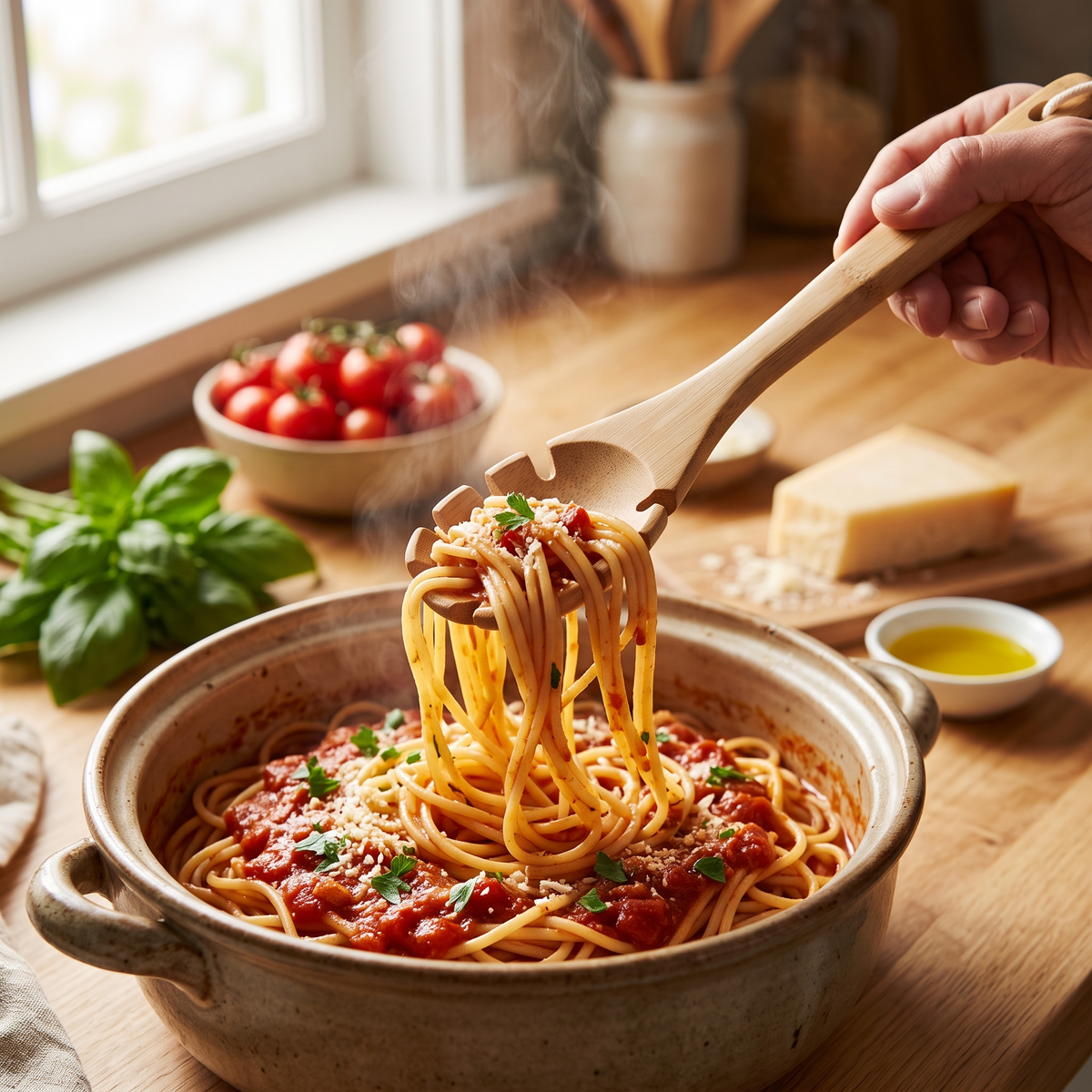 Premium Natural Bamboo Pasta Server Spoon | 33 × 6.5 cm (DZ)