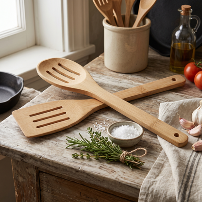 Set of 2 | Premium Natural Bamboo Spatula | 30 × 6 cm (DZ)