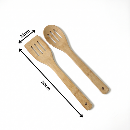 Set of 2 | Premium Natural Bamboo Spatula | 30 × 6 cm (DZ)