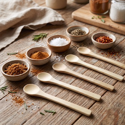 Set of 6 | Premium Natural Bamboo Spoon Set | 16 × 3 cm Per Spoon (DZ)