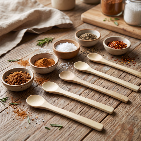 Set of 6 | Premium Natural Bamboo Spoon Set | 16 × 3 cm Per Spoon (DZ)