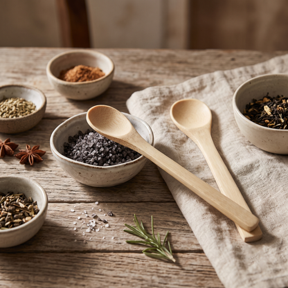 Set of 6 | Premium Natural Bamboo Spoon Set | 16 × 3 cm Per Spoon (DZ)
