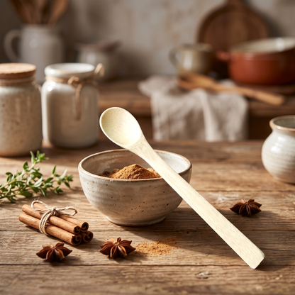 Set of 6 | Premium Natural Bamboo Spoon Set | 16 × 3 cm Per Spoon (DZ)