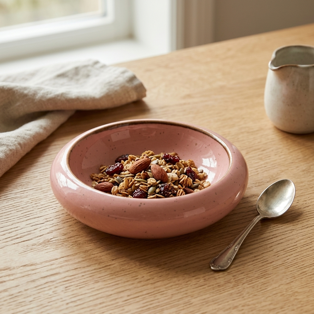 Premium Peach Ceramic Round Serving Plate – Glossy Speckled Finish with Deep Curved Design | 24.5 × 24.5 × 8 cm (DZ)