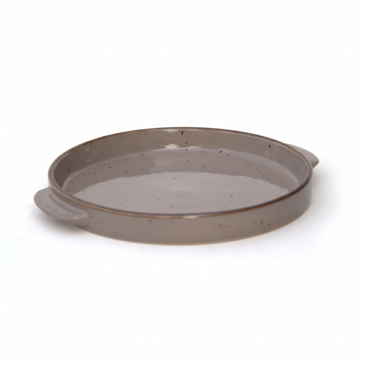 Premium Round Ceramic Serving Tray with Handles – Glossy Speckled Finish | 26 × 26 × 3 cm (DZ)