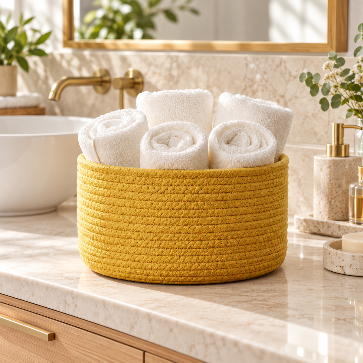 Premium Round Cotton Rope Storage Basket – Lightweight & Durable Home Organizer | 8 Inch (DZ)