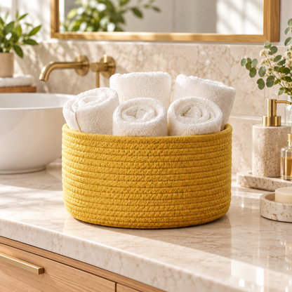 Premium Round Cotton Rope Storage Basket – Lightweight & Durable Home Organizer | 8 Inch (DZ)