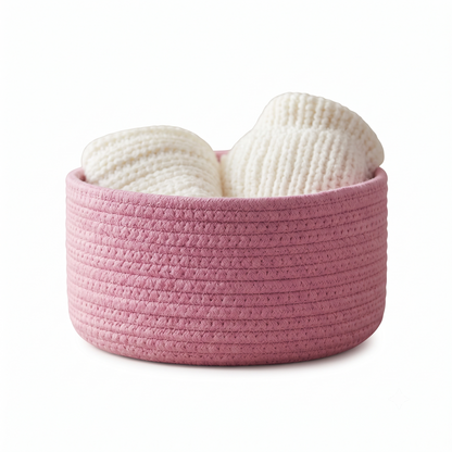 Premium Round Cotton Rope Storage Basket – Lightweight & Durable Home Organizer | 8 Inch (DZ)