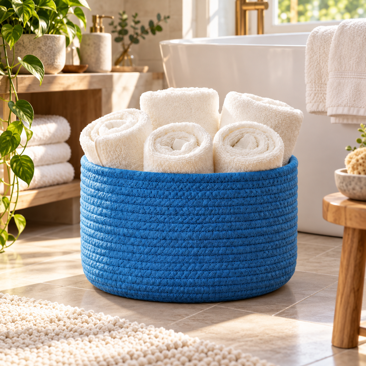 Premium Round Cotton Rope Storage Basket – Lightweight & Durable Home Organizer | 8 Inch (DZ)