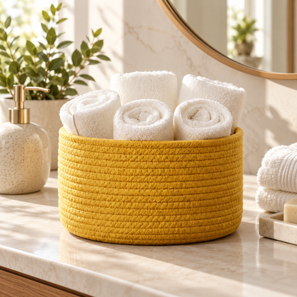 Premium Round Cotton Rope Storage Basket – Lightweight & Durable Home Organizer | 8 Inch (DZ)