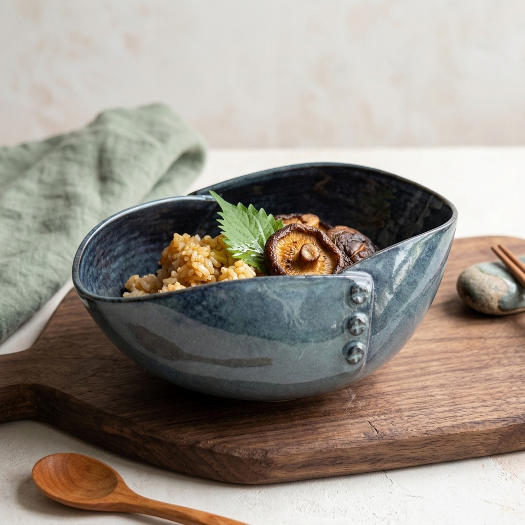 Premium Stoneware Ceramic Serving Bowl with Decorative Rivet Design | 28 × 21 × 10 cm (DZ)