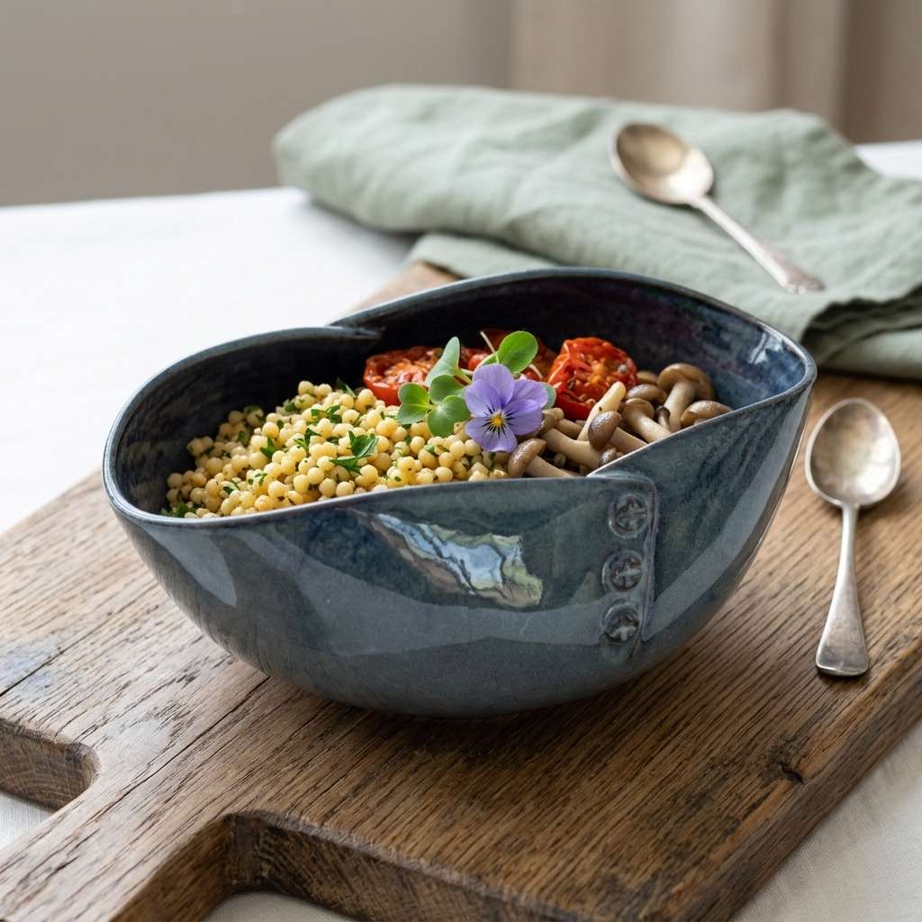 Premium Stoneware Ceramic Serving Bowl with Decorative Rivet Design | 28 × 21 × 10 cm (DZ)