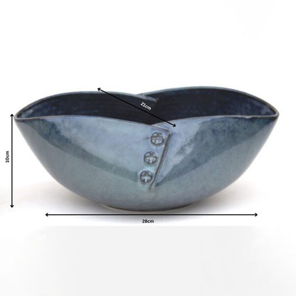 Premium Stoneware Ceramic Serving Bowl with Decorative Rivet Design | 28 × 21 × 10 cm (DZ)