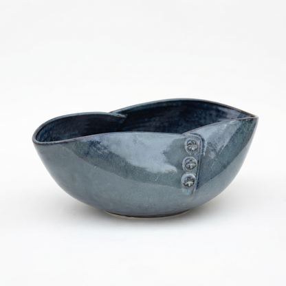 Premium Stoneware Ceramic Serving Bowl with Decorative Rivet Design | 28 × 21 × 10 cm (DZ)