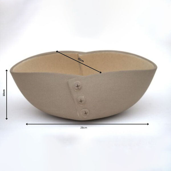 Premium Stoneware Ceramic Serving Bowl with Decorative Rivet Design | 28 × 21 × 10 cm (DZ)
