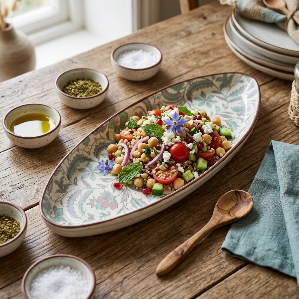 Premium White Ceramic Floral Serving Platter – Elegant Multicolor Motif with Glossy Finish | 37 × 14.5 × 2.5 cm (DZ)