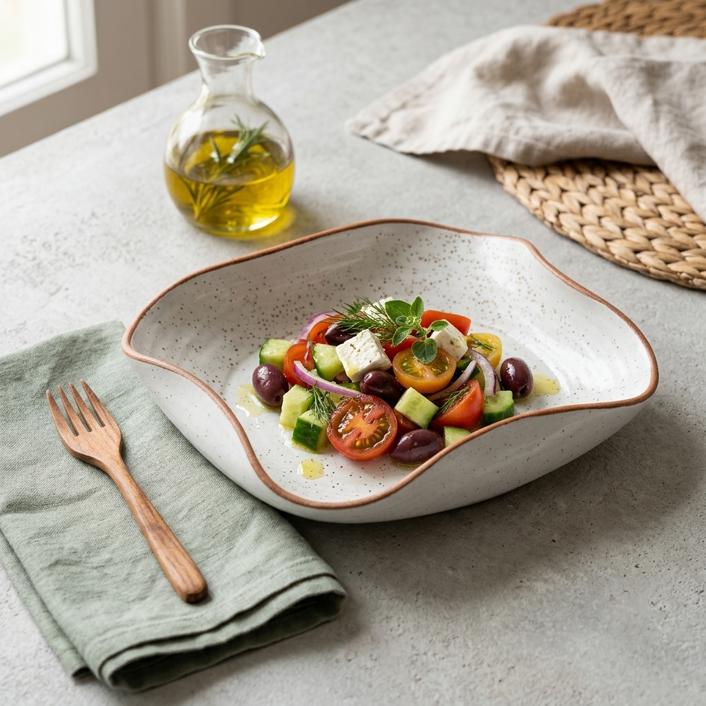 Premium White Stoneware Ceramic Serving Platter with Wavy Edges | 25 × 25 × 6 cm (DZ)