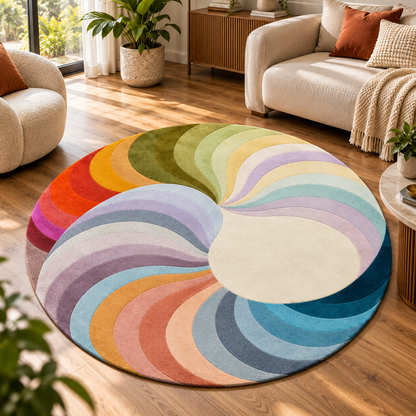 Prismatic Spiral Rug | Flowing Spiral Pattern with Layered Curves (GG)