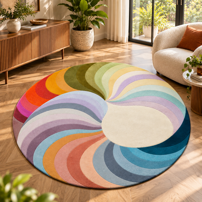 Prismatic Spiral Rug | Flowing Spiral Pattern with Layered Curves (GG)