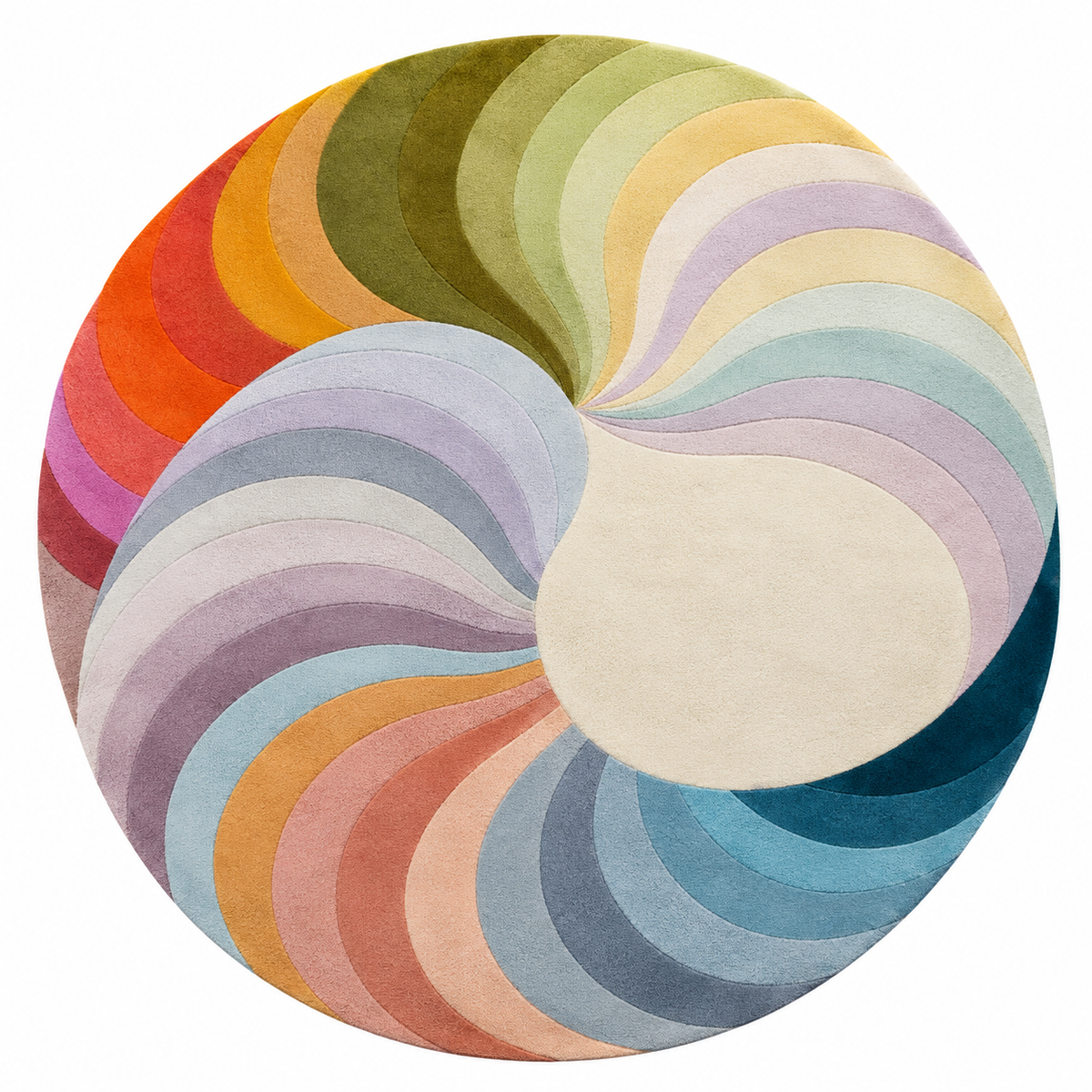 Prismatic Spiral Rug | Flowing Spiral Pattern with Layered Curves (GG)
