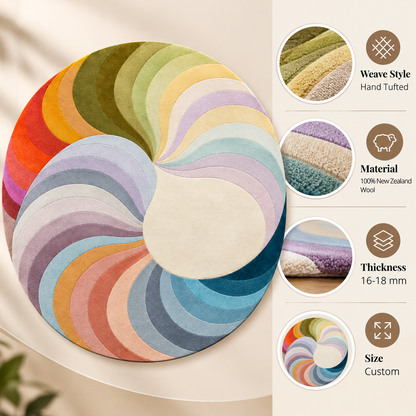 Prismatic Spiral Rug | Flowing Spiral Pattern with Layered Curves (GG)