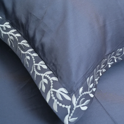 Pristine Cloud Border (300 TC) - 100% Cotton King-Size Bedsheet + 2 Pillow Covers