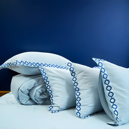 Pristine Light Sky (300 TC) - 100% Cotton King-Size Bedsheet + 2 Pillow Covers