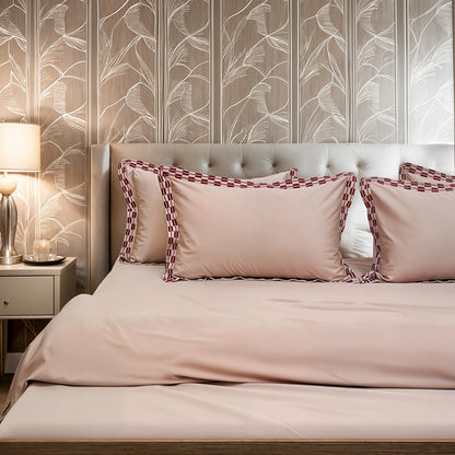 Pristine Peach Touch (300 TC) - 100% Cotton King-Size Bedsheet + 2 Pillow Covers