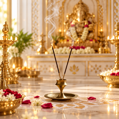 Pure Brass Agarbatti Holder – Dual Slot Incense Stand - (DZ)
