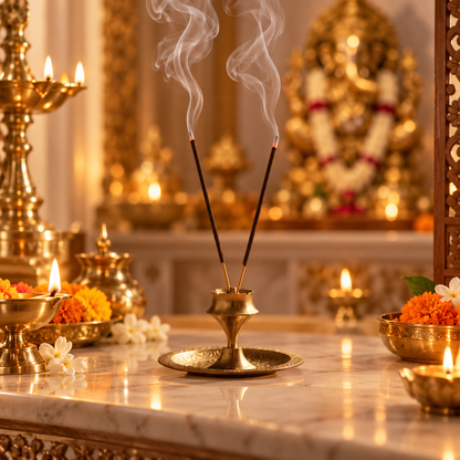 Pure Brass Agarbatti Holder – Dual Slot Incense Stand - (DZ)