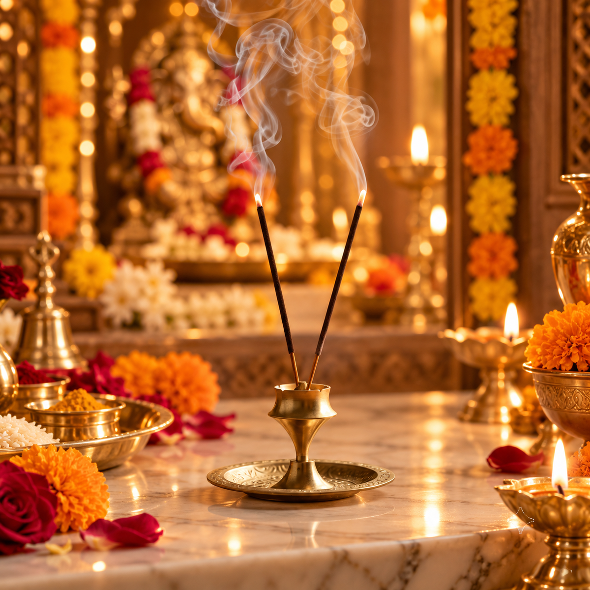 Pure Brass Agarbatti Holder – Dual Slot Incense Stand - (DZ)