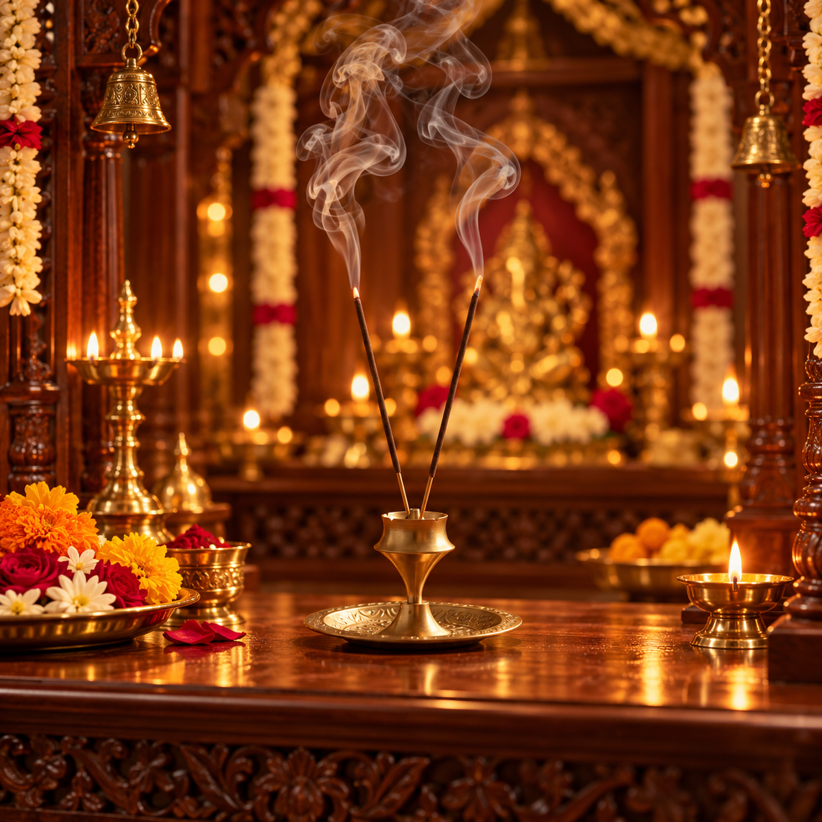 Pure Brass Agarbatti Holder – Dual Slot Incense Stand - (DZ)