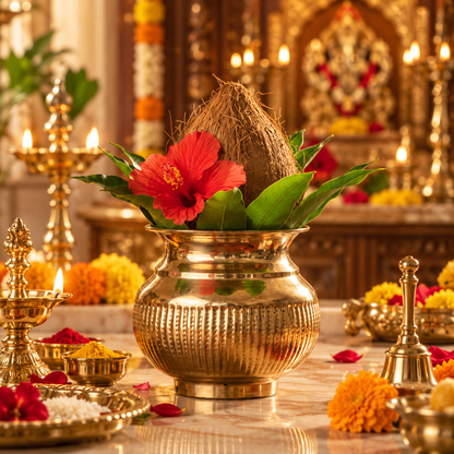 Pure Brass Puja Kalash – Shubh | Golden Pooja Kalash - (DZ)
