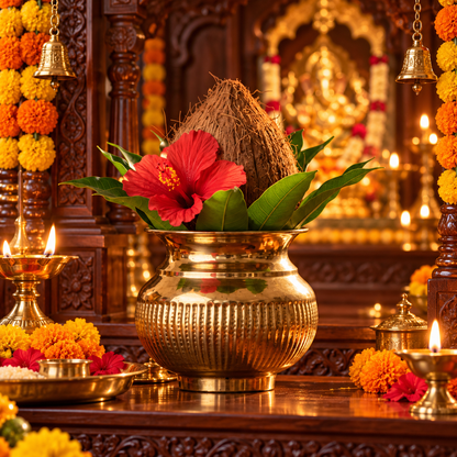 Pure Brass Puja Kalash – Shubh | Golden Pooja Kalash - (DZ)
