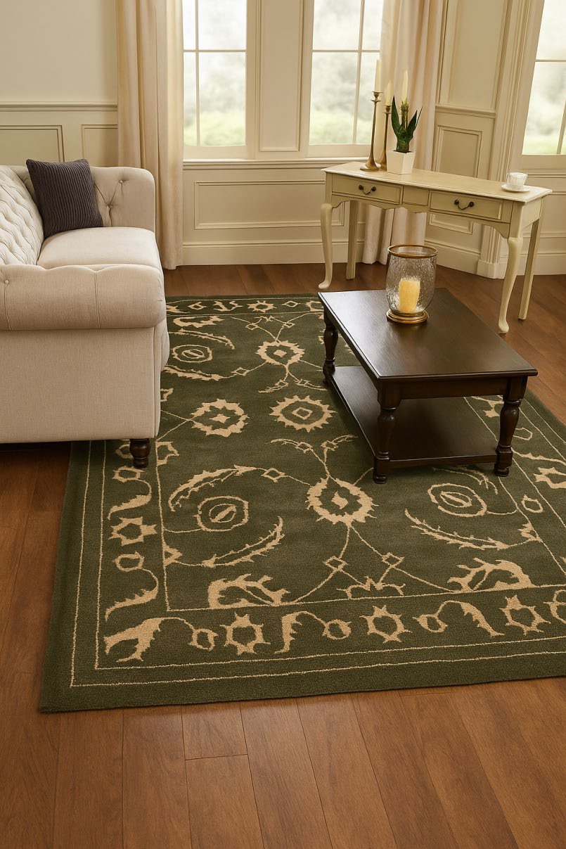 Green Traditional Hand Tufted Rug - BR