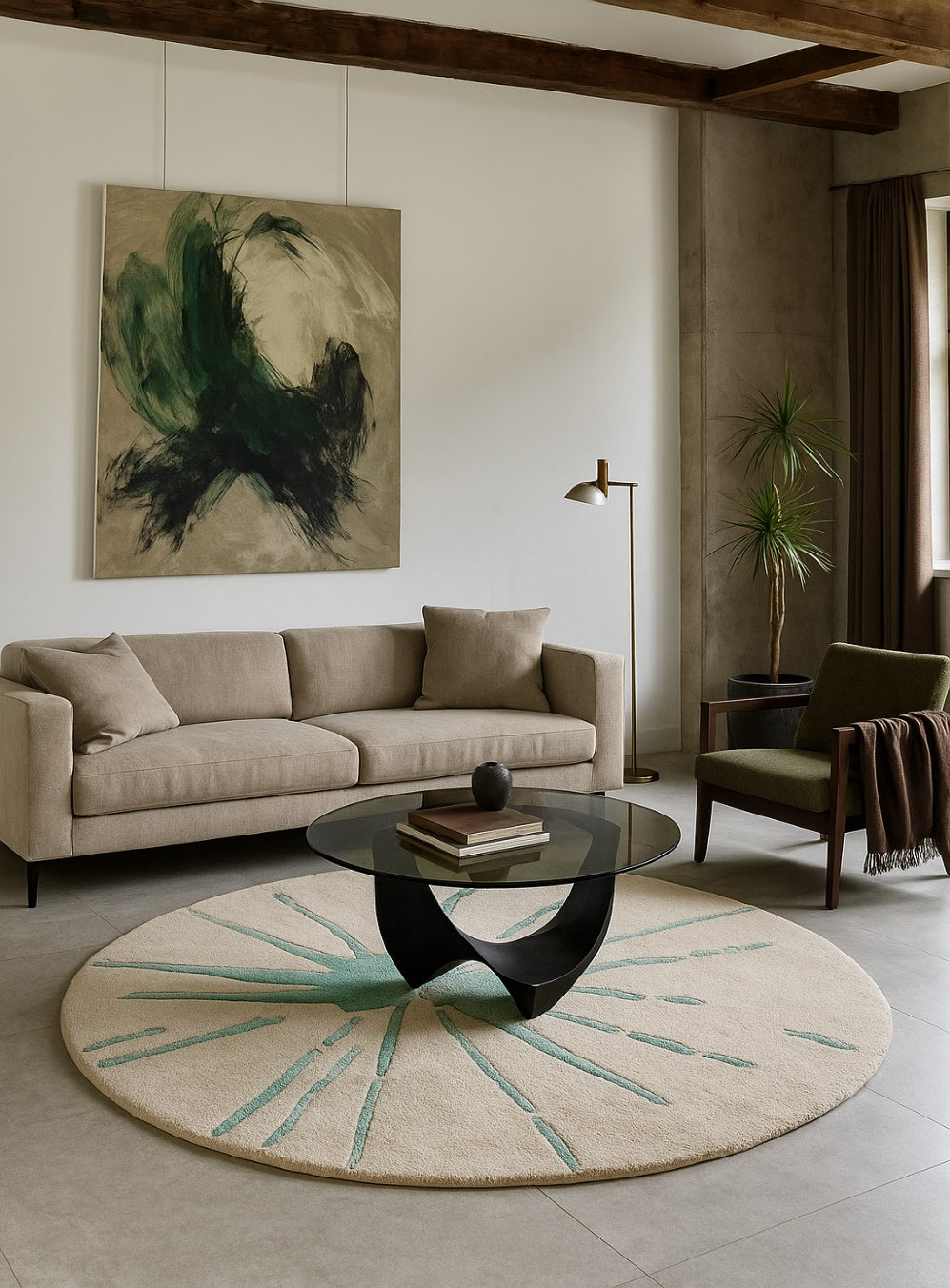 Hand Tufted Round Abstract Burst Rug 3*3ft. - BR