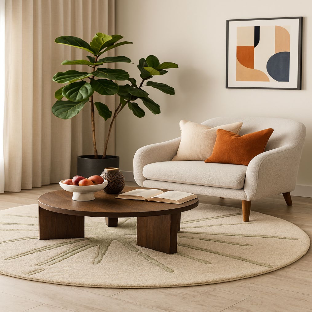 Hand Tufted Round Abstract Burst Rug 3*3ft. - BR
