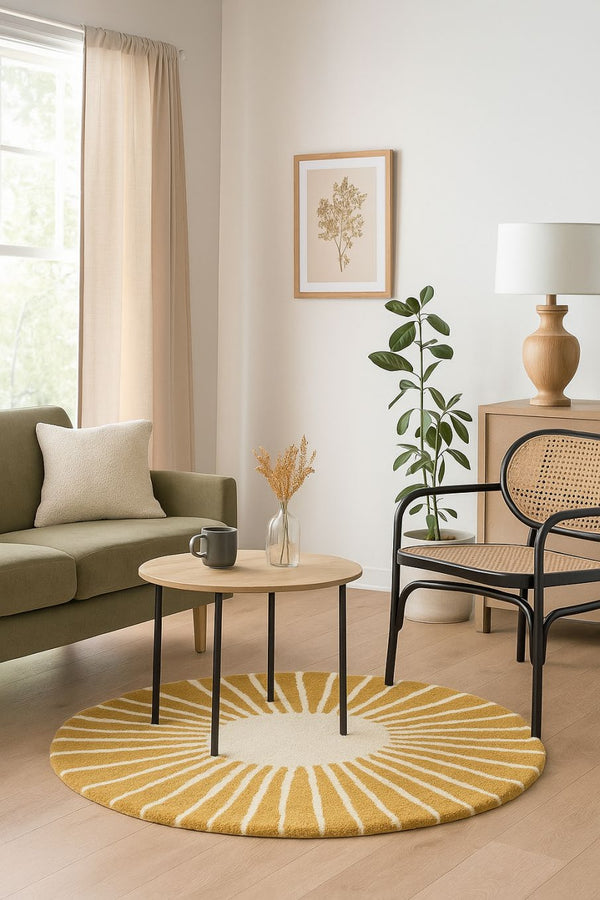 Hand Tufted Round Rug (Mustard Yellow) - BR Urban Nivasa
