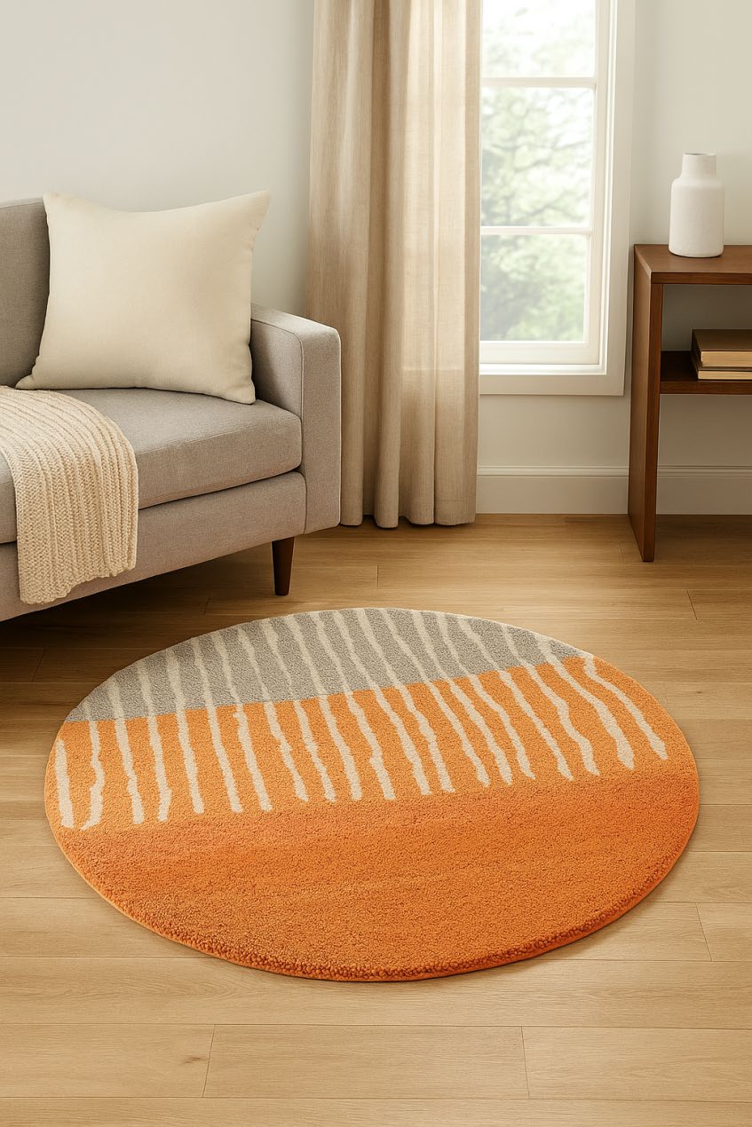 Hand Tufted Round Rug (Orange) - BR Urban Nivasa