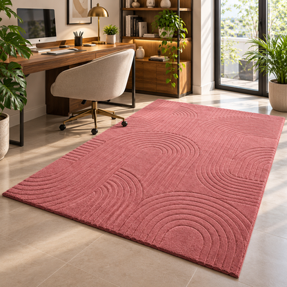 Rose Circle New Zealand Wool Rug | Embossed Circular Abstract Pattern (GG)