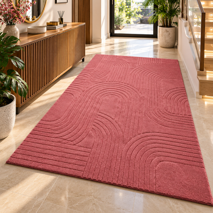 Rose Circle New Zealand Wool Rug | Embossed Circular Abstract Pattern (GG)