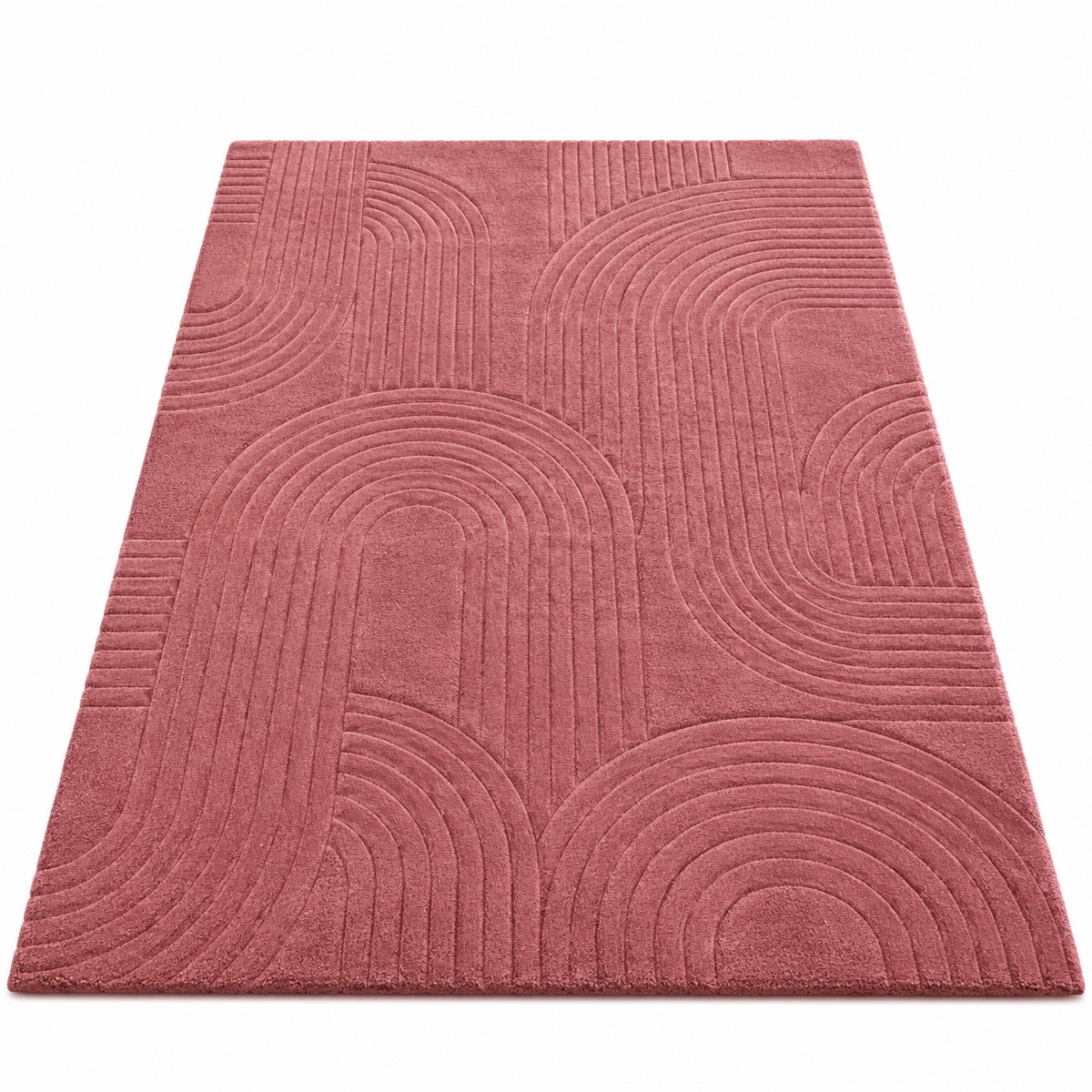 Rose Circle New Zealand Wool Rug | Embossed Circular Abstract Pattern (GG)