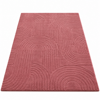 Rose Circle New Zealand Wool Rug | Embossed Circular Abstract Pattern (GG)