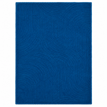 Royal Blue New Zealand Wool Rug | Subtle Textured Pattern (GG)