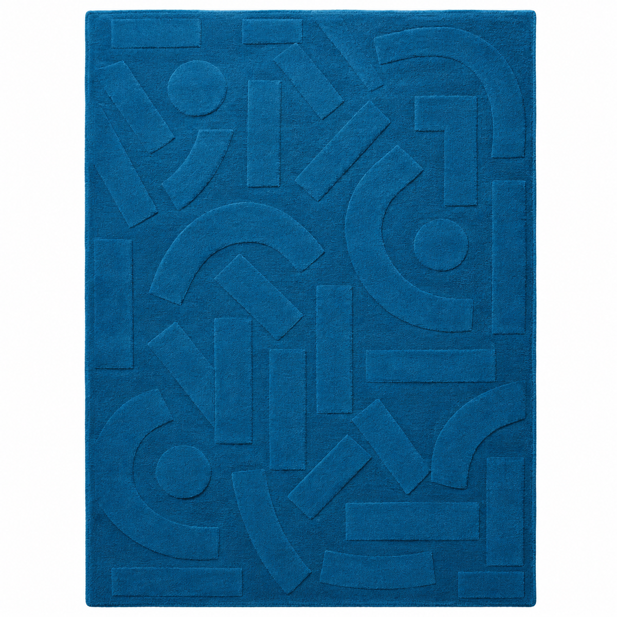 Royal Blue Rug | Embossed Geometric Pattern (GG)