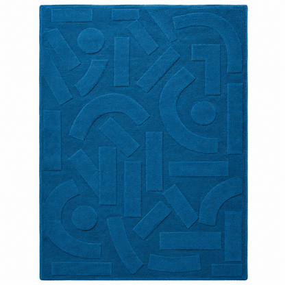 Royal Blue Rug | Embossed Geometric Pattern (GG)