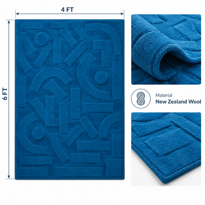 Royal Blue Rug | Embossed Geometric Pattern (GG)