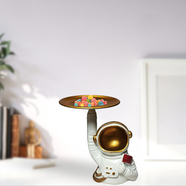 White & Gold Astronaut Showpiece - (MVS)